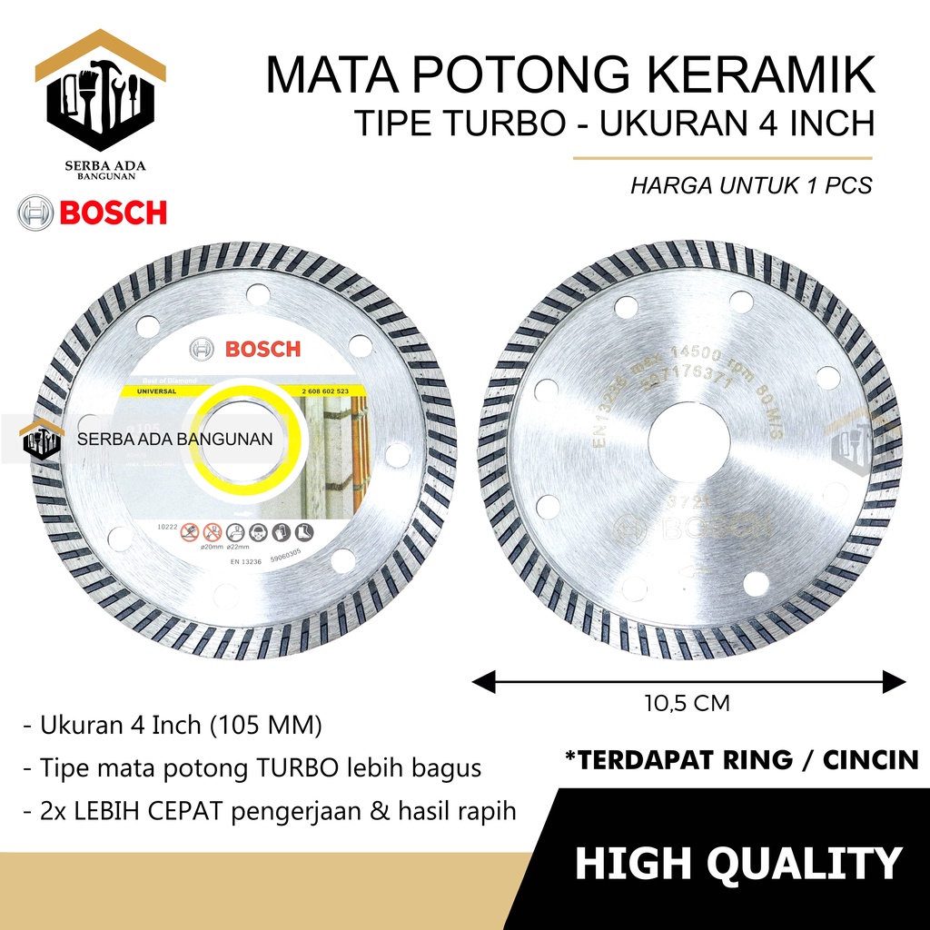 Diamond Wheel kering basah 4 In BOSCH Pisau Potong Keramik 4 Inci kering wet dry