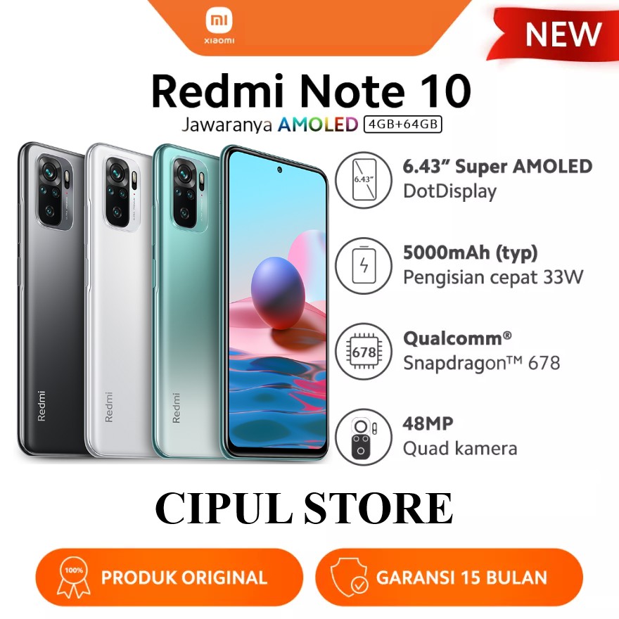 Redmi Note 10 Ram 4/64 GB Garansi Resmi Xiaomi
