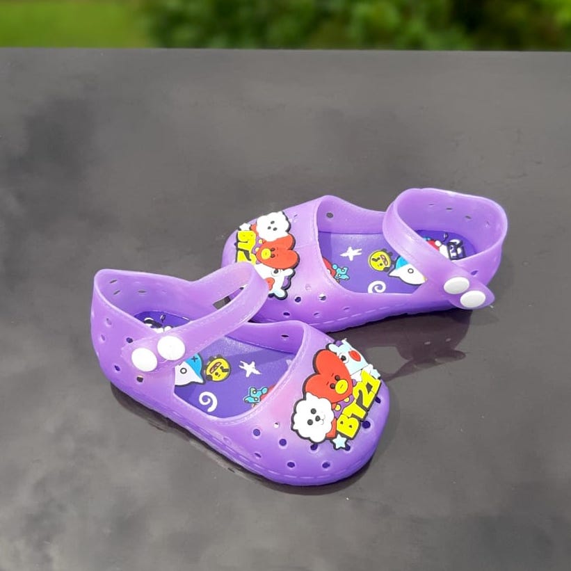 KSF Sandal Jelly Anak Perempuan, Sandal Anak Umur 1 2 3 4 5 tahun - Sandal LED Karakter BT21