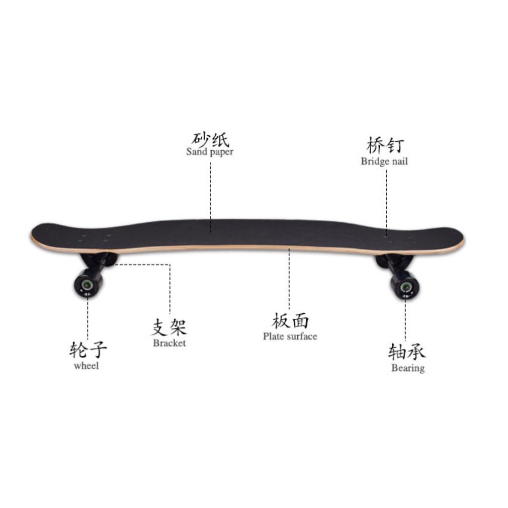 New 107CM Maple longboard Dance Board Papan Panjang Skateboard Perempuan Dewasa Skateboard Gaya Bebas 4roda