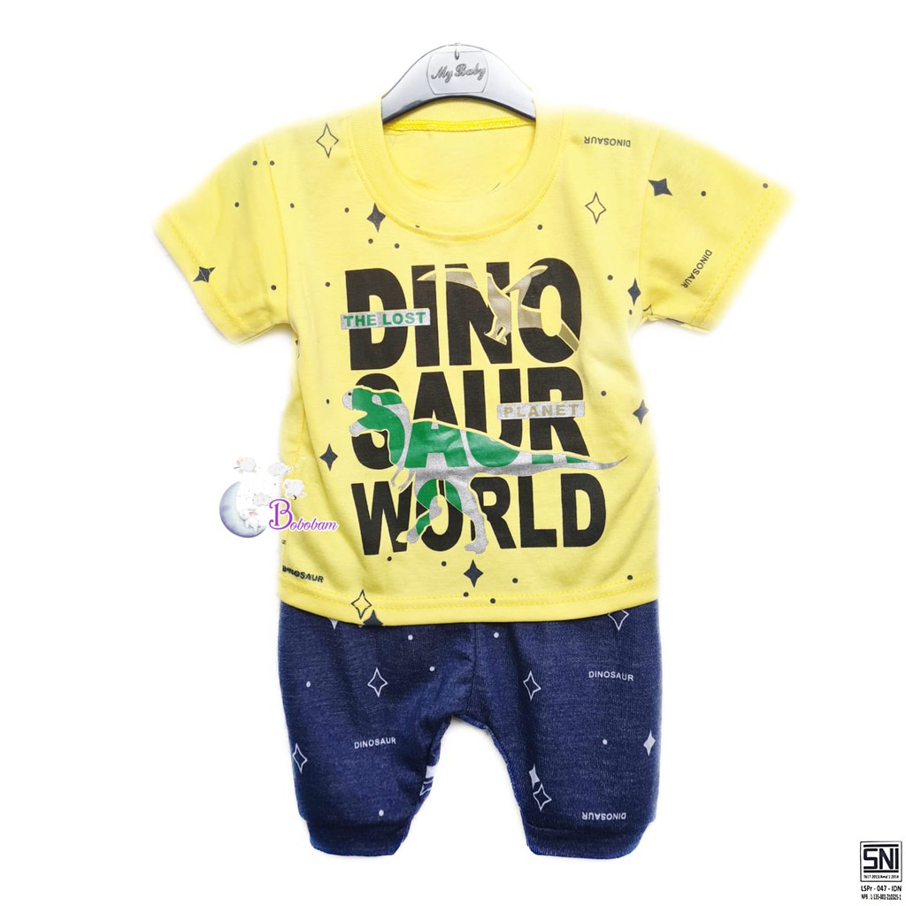 BOBOBAM BAJU BAYI LAKI LAKI  SETELAN ANAK COWO LUCU STELAN COWOK  6 12 BULAN  KEREN TRENDY KEKINIAN DINO DINOSAURUS HEWAN