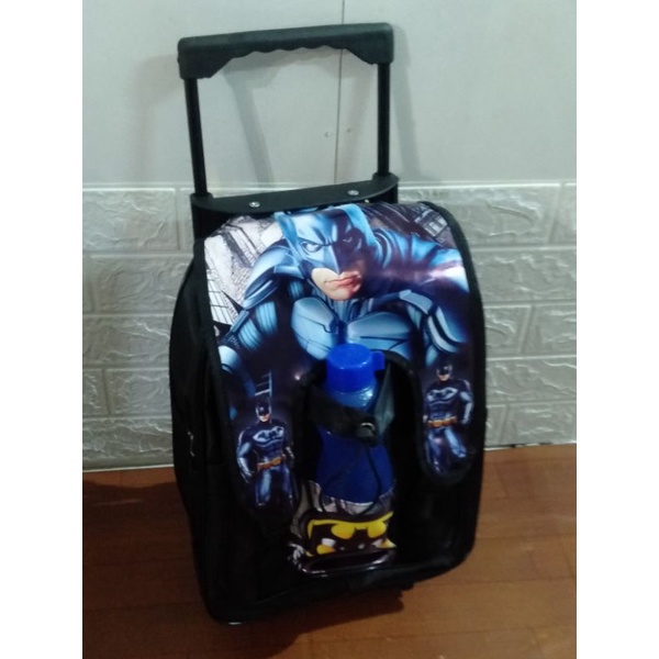 TROLY BATMAN Tas Ransel anak laki-laki Roda Free botol minuman