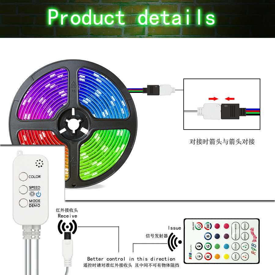 TD - CGC GOOLOOK Lampu LED Strip Disco Music Mode RGB 10M Controller+Remote GL3