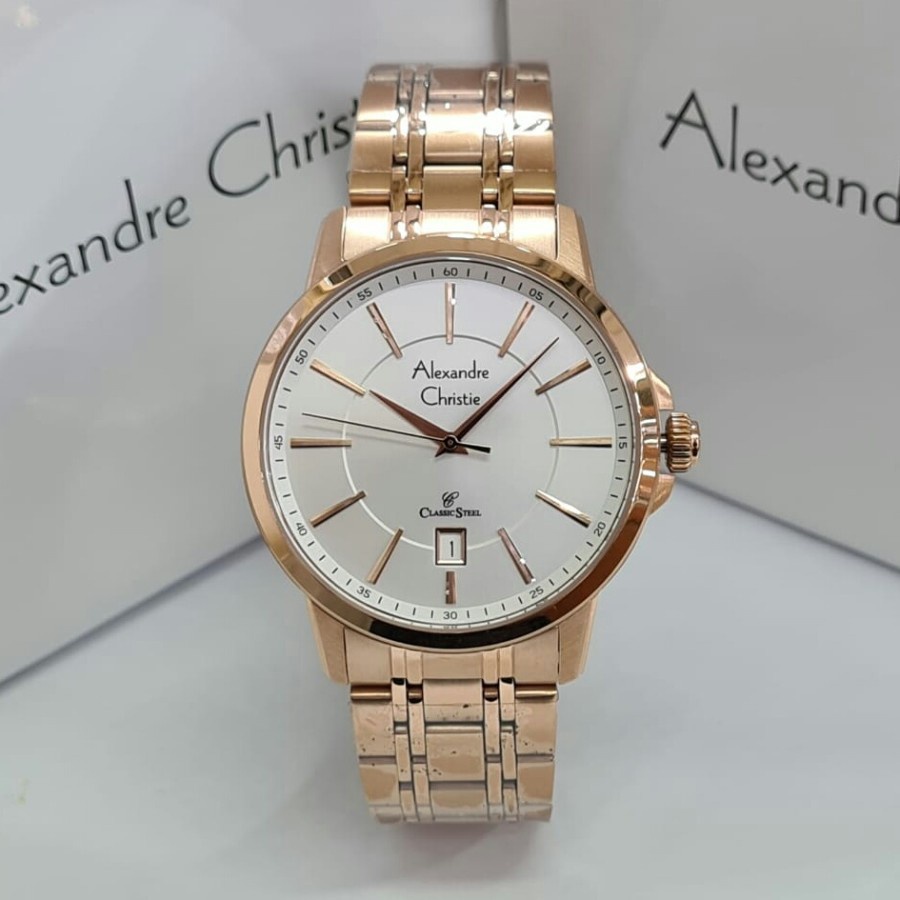 Jam Tangan Pria Alexandre Christie AC 8509 MD FRG full rosegold Original