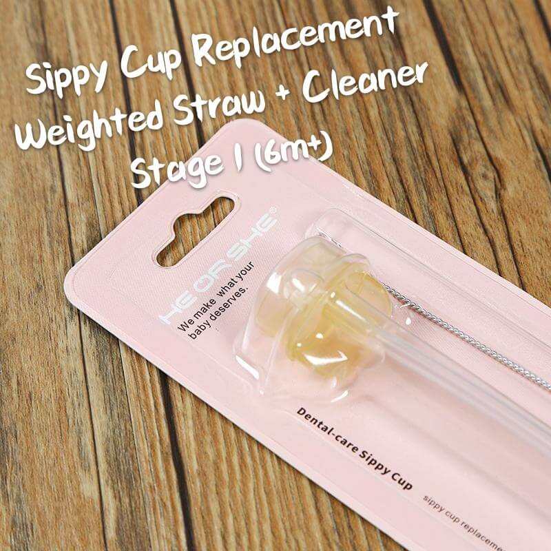 HeorShe Dental-Care Sippy Cup Replacement Weighted Straw + Cleaner Set