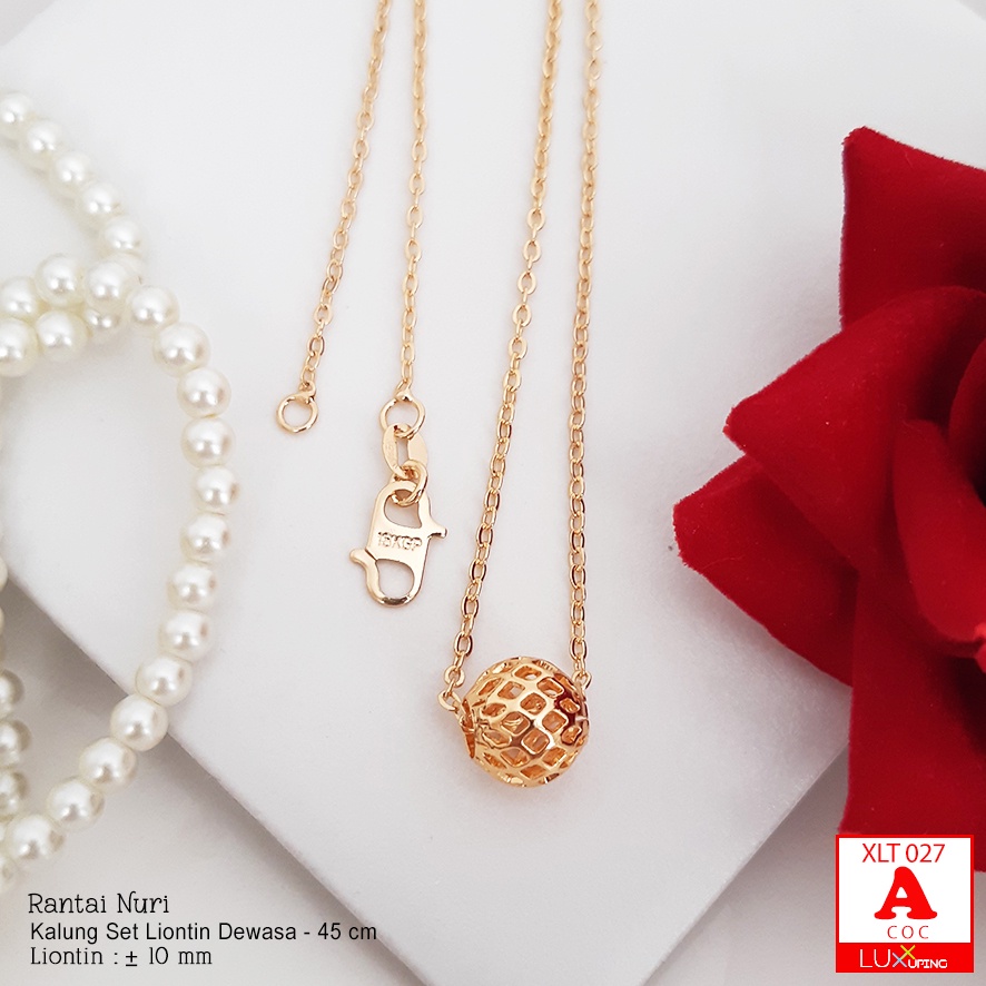 XLT 027 Kalung Set Liontin Boba Bola Kerawang Aksesoris Xuping Korea Gold Rantai Nuri Oecah Kopi Luxx Xuping