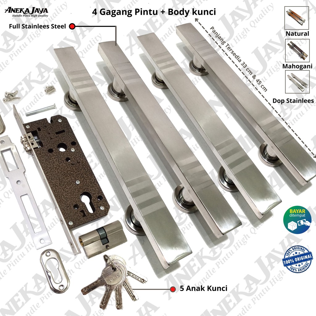 Satu set Handle kunci Pintu rumah 33 cm &amp; 45  cm  / Gagang Pintu rumah / Pegangan Pintu rumah