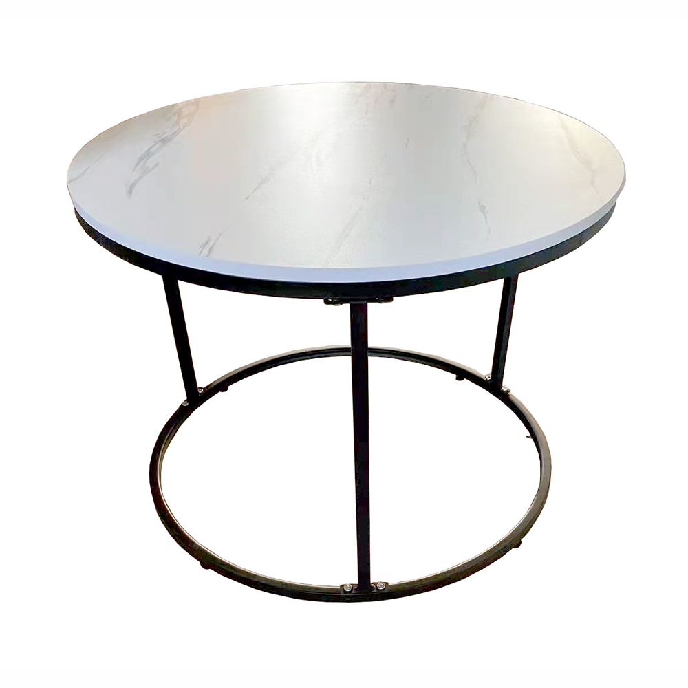 Geja Meja Sofa Side Table Marbel Corner European Style Round - ND07 - Black