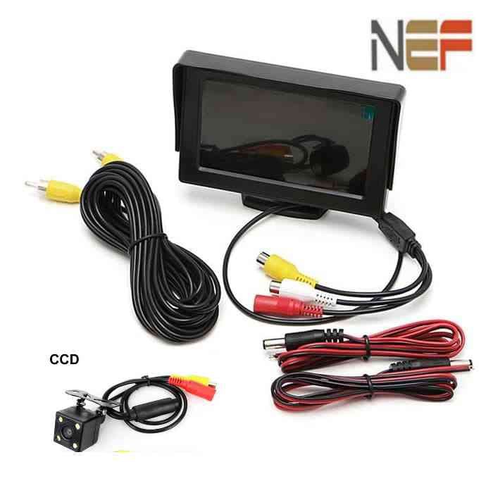Monitor parkir mundur fullset kamera IR dan kabel model RCA
