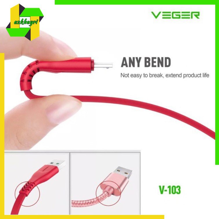 Kabel Data Cable USB Micro 2.4A 1m Fast Charging Quick Charge VEGER