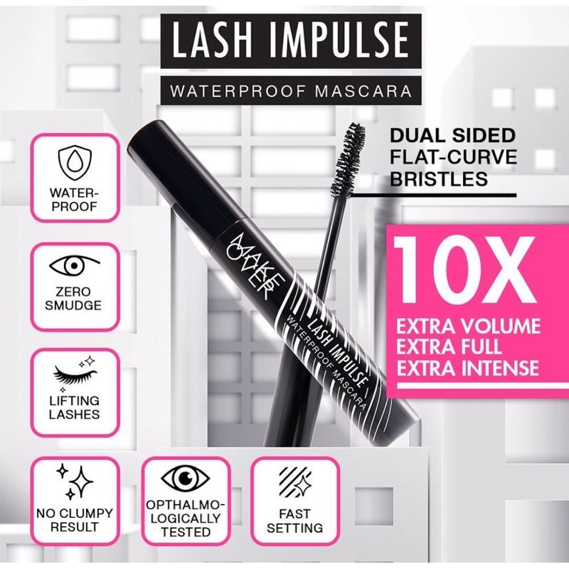 ✿ELYSABETHME✿ 𝓶𝓪𝓴𝓮𝓸𝓿𝓮𝓻 Make Over Lash Impulse Mascara waterproof memanjangkan dan meletikan