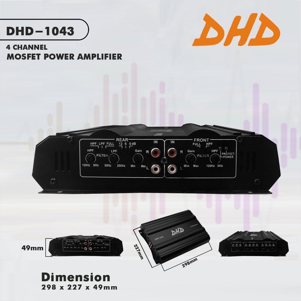 DHD 1043 Power Amplifier 4 Channel Amplifier Audio Mobil