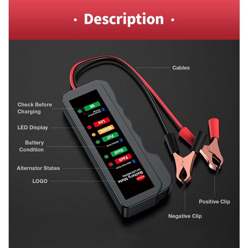 [1 Pcs Car Battery Tester] [12V Car Motorcycle Battery Load Tester Analyzer]