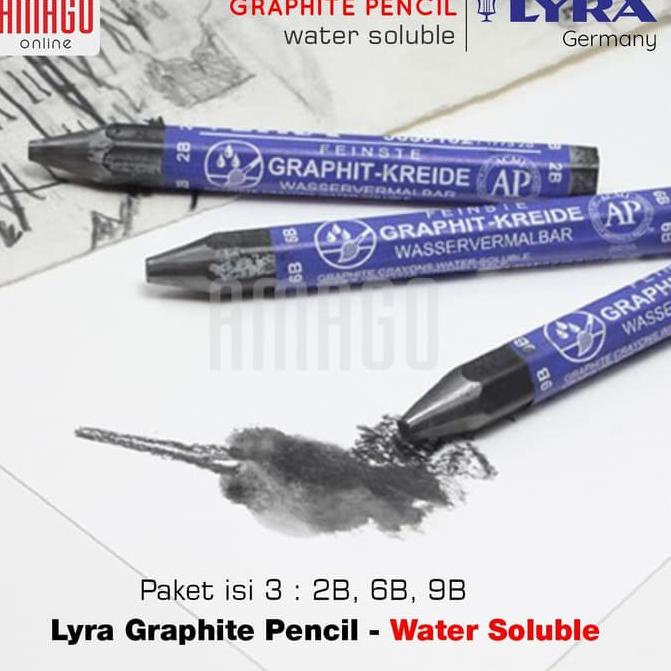 

[KODE PRODUK 9MJ7547] LYRA WATERCOLOUR GRAPHITE PASTELS - WATER SOLUBLE (LARUT DI AIR) PAKET ISI 3 - 2B/6B/9B - L563010X