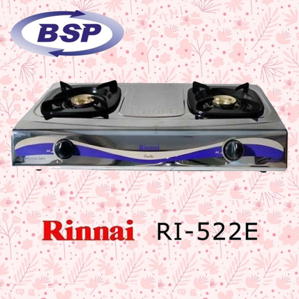 Rinnai Kompor Gas 2 Tungku / Kompor Gas 2 Tungku Rinai RI-522E / Kompor Gas Stainless Steel