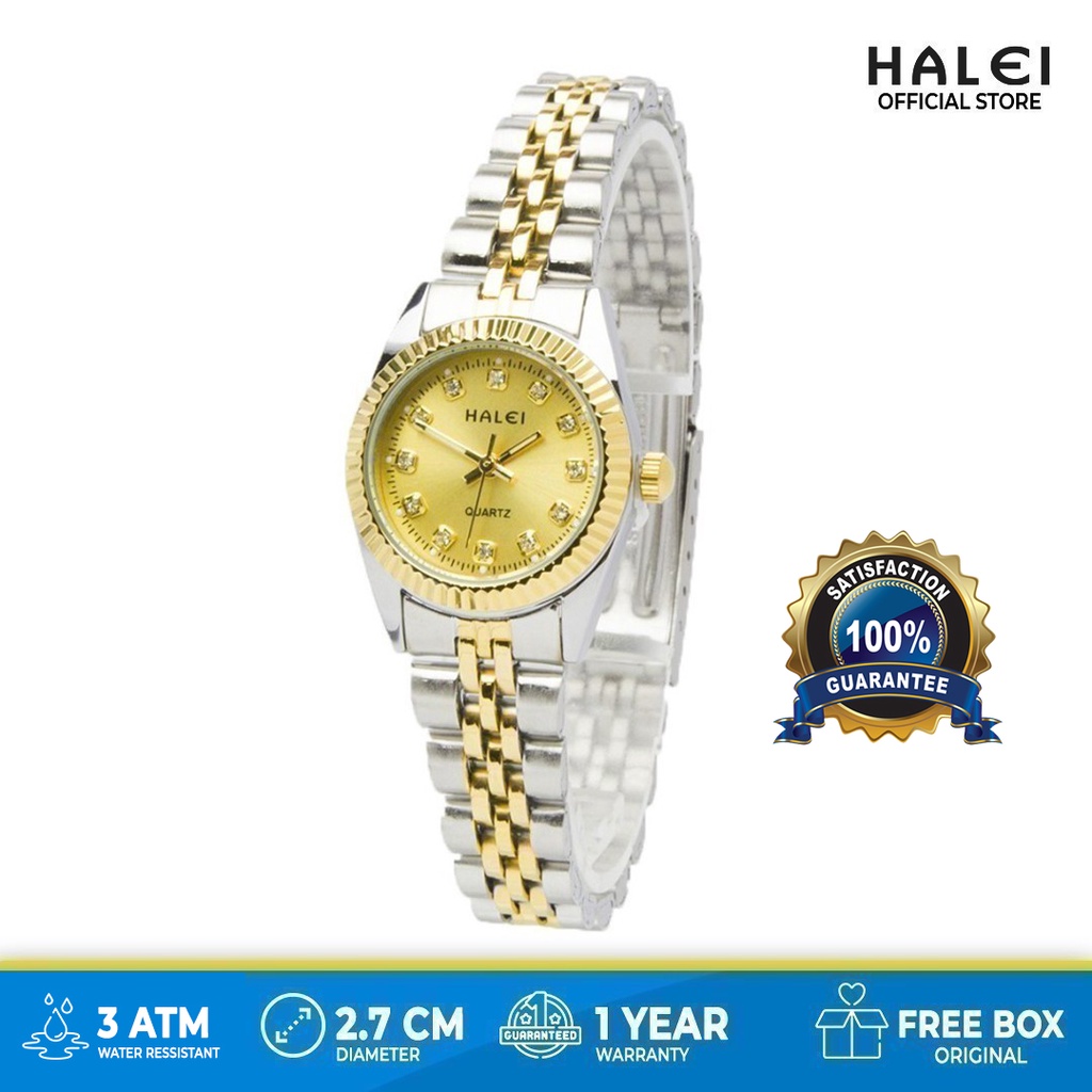 Original Halei Official Store Original Tahan Air Mewah Anti Karat Jam Tangan Elegan Diamond Rx