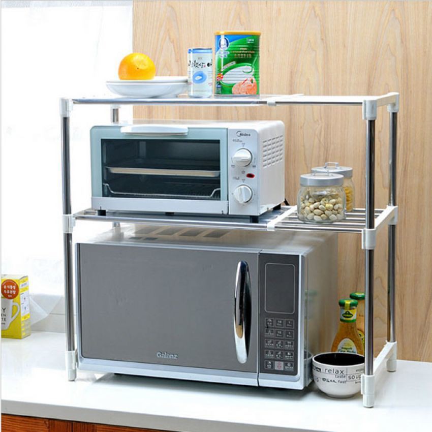 RAK DAPUR MICROWAVE STAINLESS SERBAGUNA 2 SUSUN PORTABLE