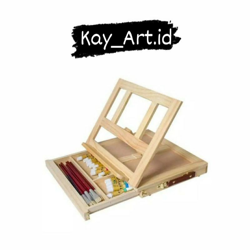 ( Custom Alat Lukis ) Easel Meja / Dudukan Kanvas / Tempat Penyangga Kanvas Wooden WE0023