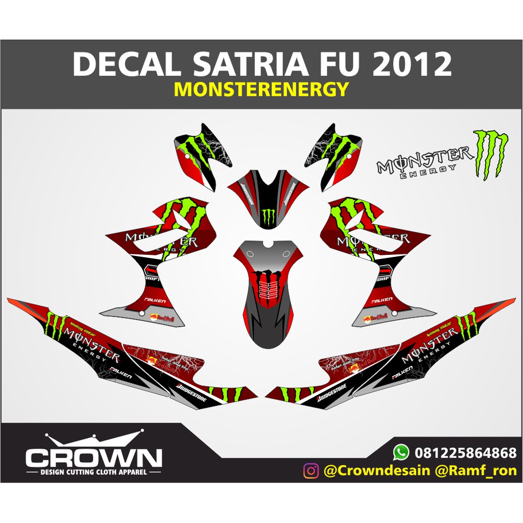 Stiker Decal Satria Fu 2012 Monster Energy Shopee Indonesia
