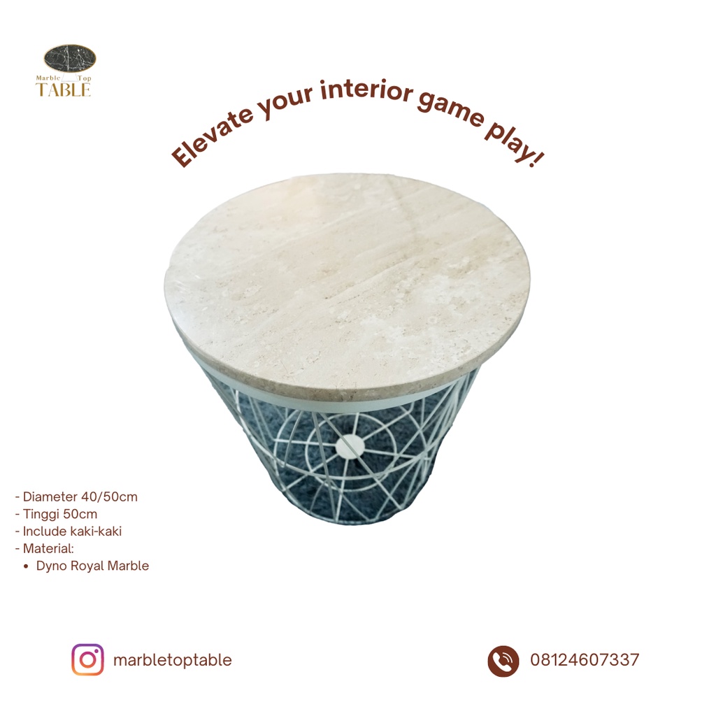 Marble Coffee Table | Meja Tamu | Meja Marmer Bulat | Marmer Dyno Royal