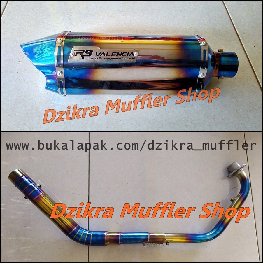 Knalpot R9 valencia blue moon for CB150R CBR150R Sonic GTR MX King R15 Scorpio Vixion GSX Satria FU