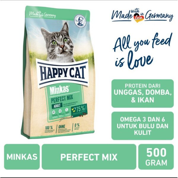 Happy Cat Minkas Perfect Mix 500gr Makanan Kucing Dewasa Adult 500 gr