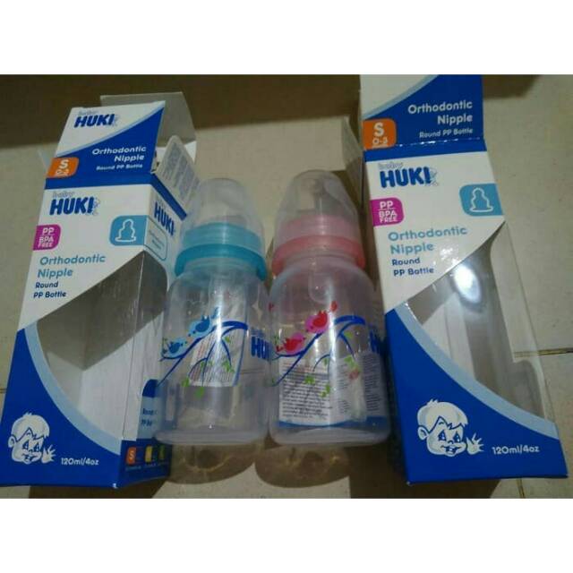 Huki Botol Orthodontic Nipple Round 120 ml &amp; 240 ml (Box)