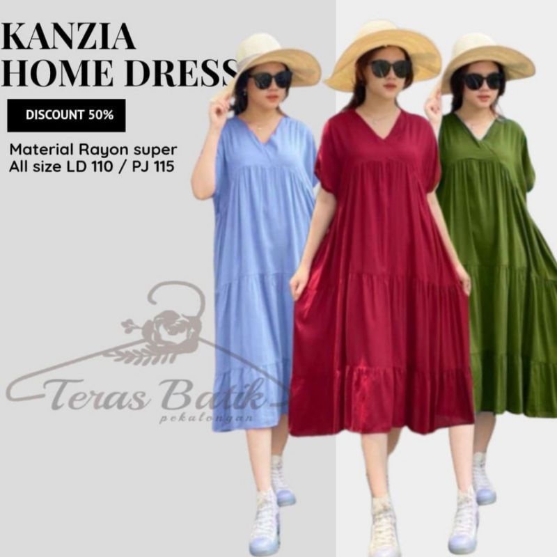 KHANZIA HOME DRESA JUMBO POLOS REMPEL - Home.dress Jumbo rempel susum Wanita Terbaru