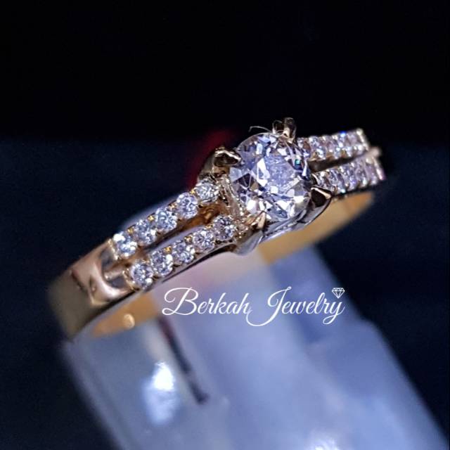Cincin berlian tengah 0,20 carat Banjar asli natural diamond