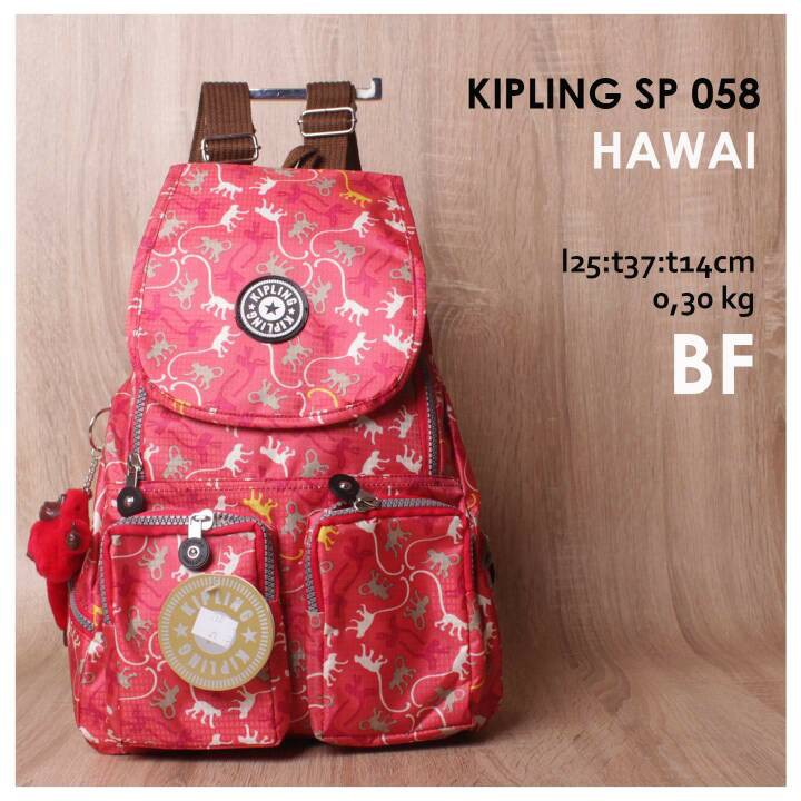 Kipling Hawai Motif ~ Monkey Red