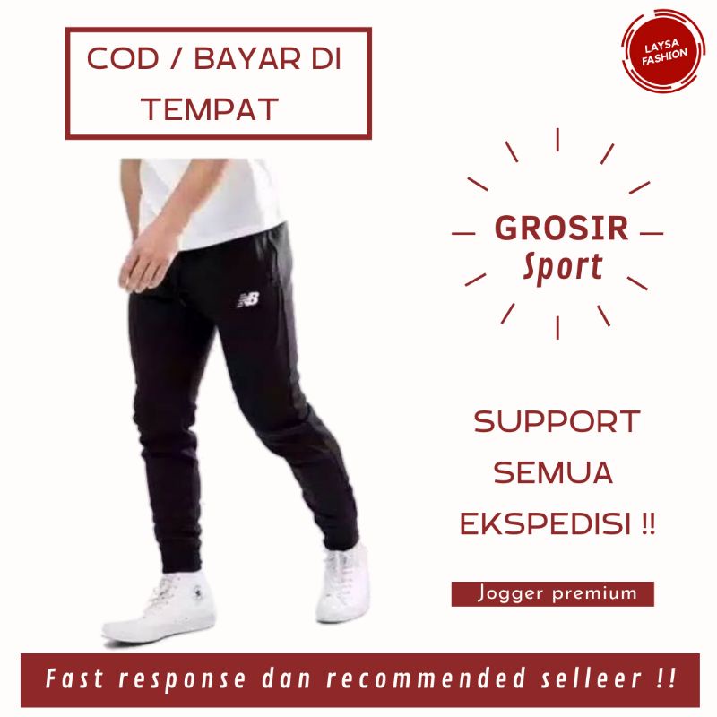 COD SATUAN DAN GROSIR Celana Jogger Training Panjang Jogger Pants Celana Gym Pria Wanita Murah Bandung Celana Panjang Jogger Joger Training Treining Trening Olahraga Gym Running Jogging Polos Hitam Logo NB New Balance Celana Panjang Jogger Polos Hitam