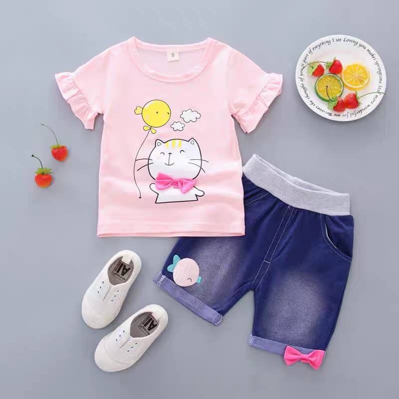 Setelan Baju Anak Perempuan Import | Set Kaos Anak Cewek / Kualitas Premium harga Murah Cat Balon MB