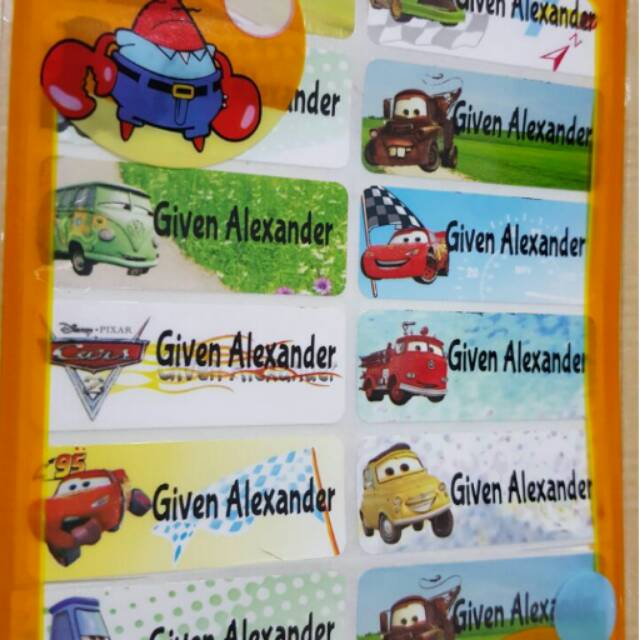 

Label nama / sticker water proof macqueen