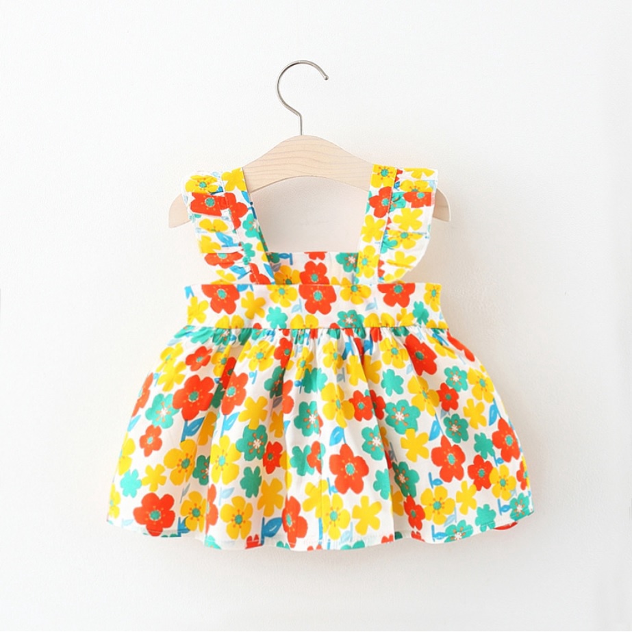 DTK  70 - Dress anak/baju dress anak /pakaian anak perempuan dengan aksesoris tas motif bunga