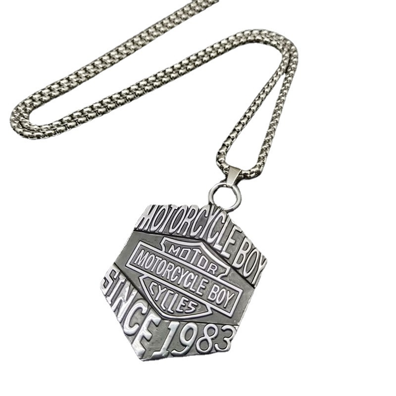 Kalung Rantai Liontin Bulat Bahan Stainless Steel Gaya Hip Hop Untuk Pria Dan Wanita