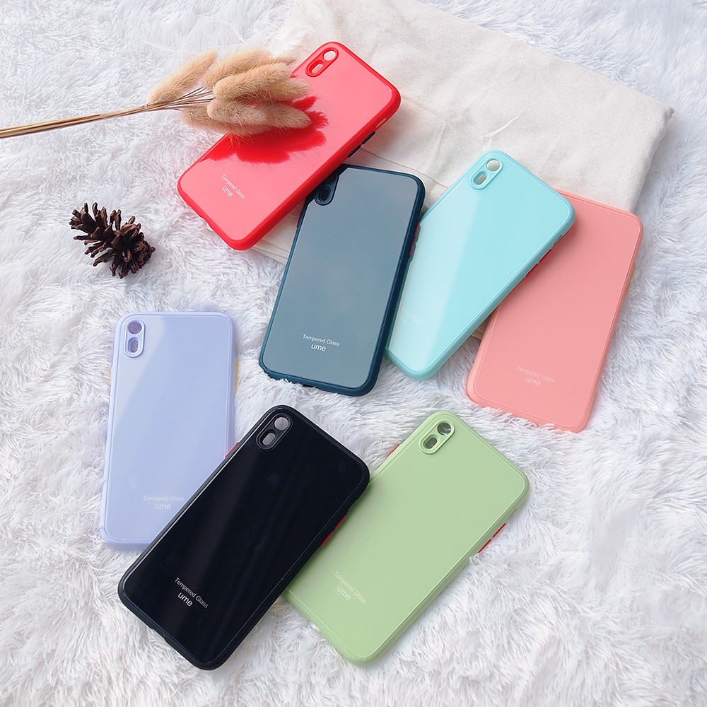 CASING TEMPERED GLASS IPHONE 7 7PLUS 11 18 8PLUS 11PROMAX X XR HARDCASE UME COLOUR GLASS