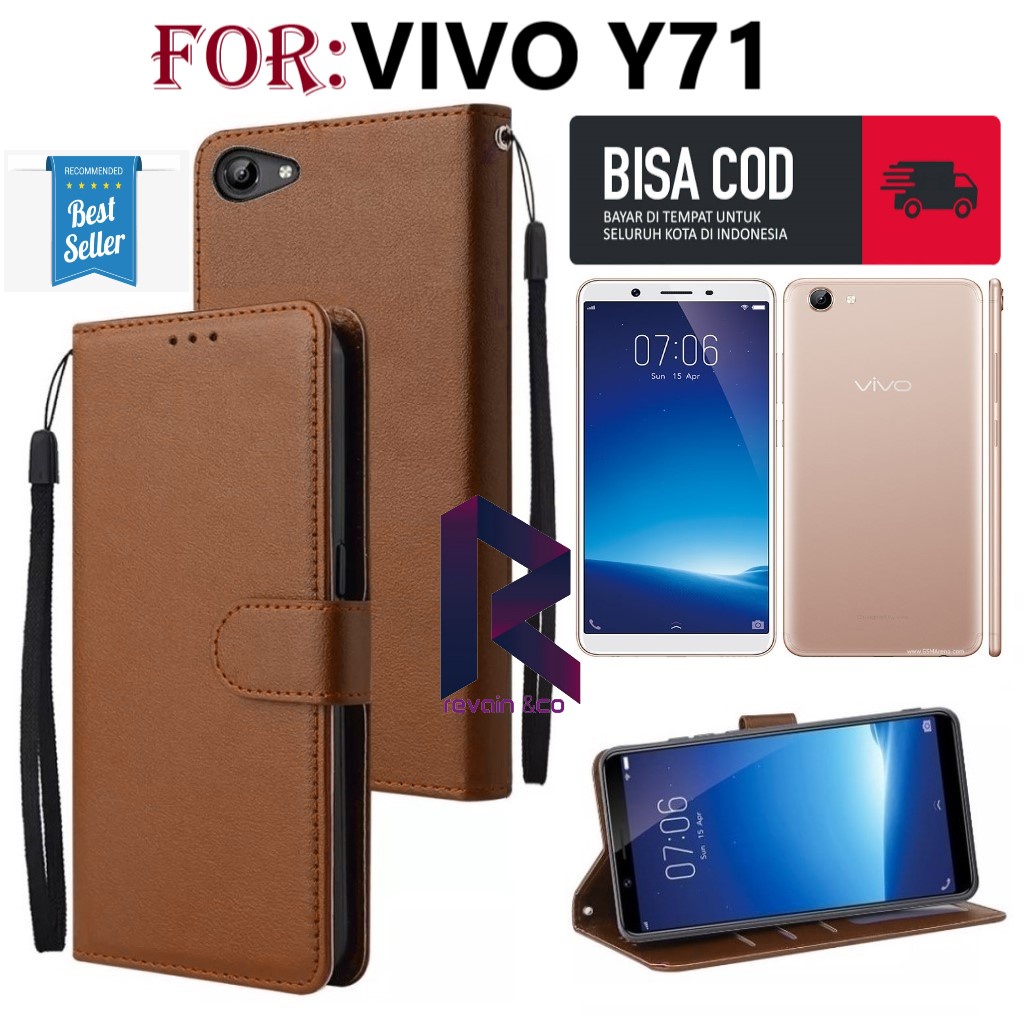 FLIP COVER VIVO Y71 CASING DOMPET FLIP WALLET LEATHER KULIT PREMIUM SARUNG BUKA TUTUP FLIP CASE VIVO Y71