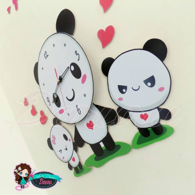 Jam unik lucu - DIY wall clock panda