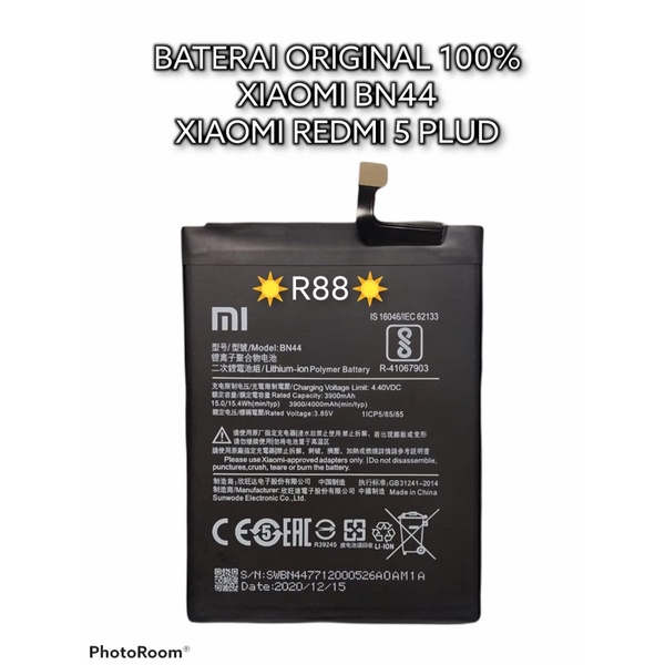 baterai batterry xiaomi redmi 5plus redmi 5+ BN44 BN 44 baterai xiaomi redmi 5plus