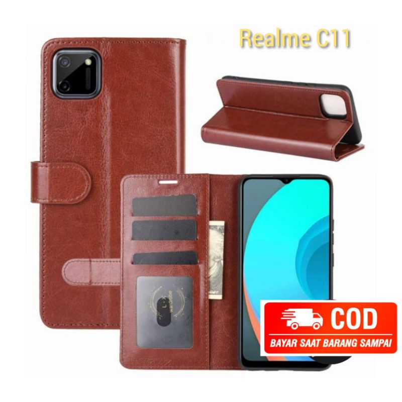 FLIP CASE DOMPET KULIT POLOS REALME C11