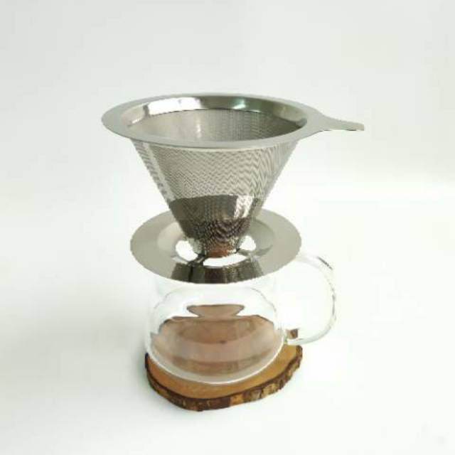 V60 Coffee Stainless Steel Double Mesh Dripper Paperless