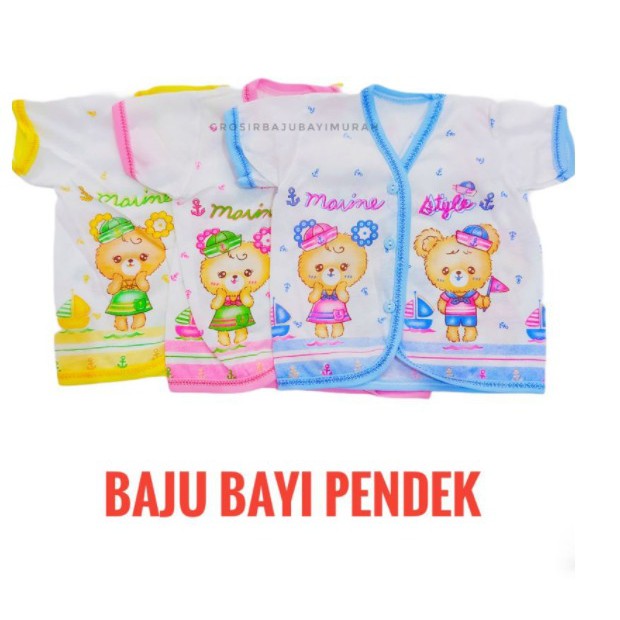 1 LUSIN Baju Bayi lengan Pendek newborn KATUN perlengkapan bayi lahir