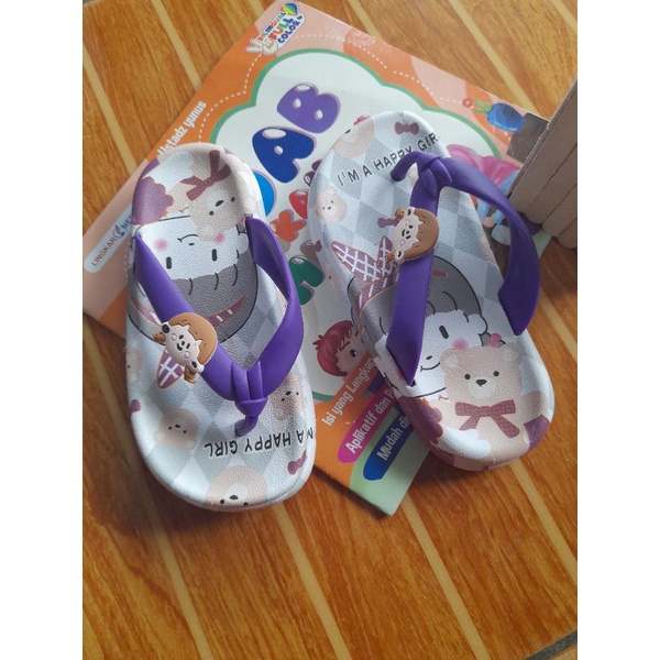 Sandal Jepit Anak Perempuan Import Jelly Happy Girl Breslin Size 27 28 29 30 31 32 33 34 35