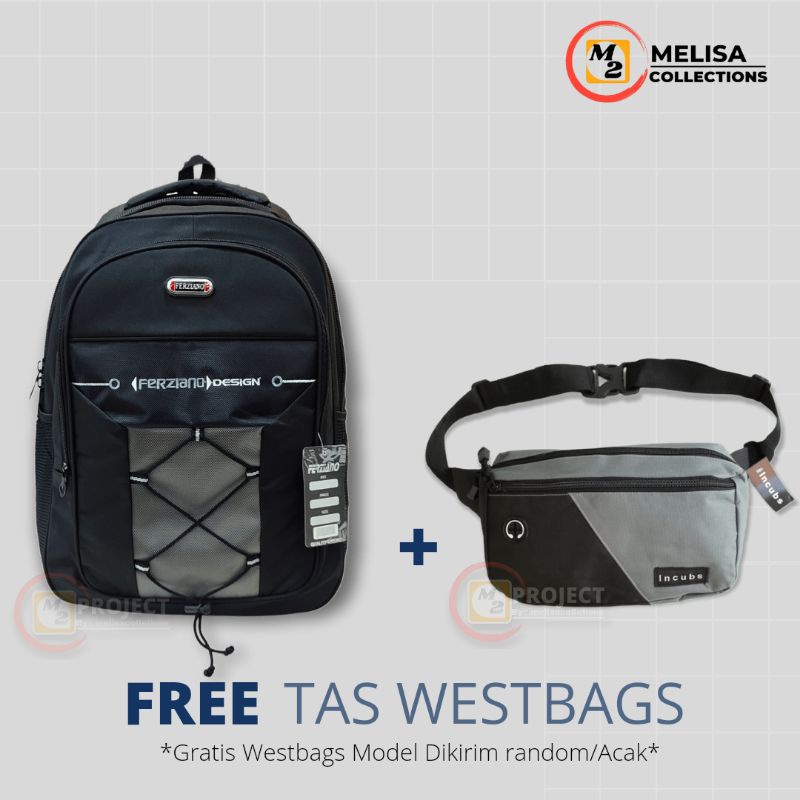 Tas Ransel Pria 25 Liter  Tas Sekolah Tas Kerja Gratis Westbags Gratis Raincover