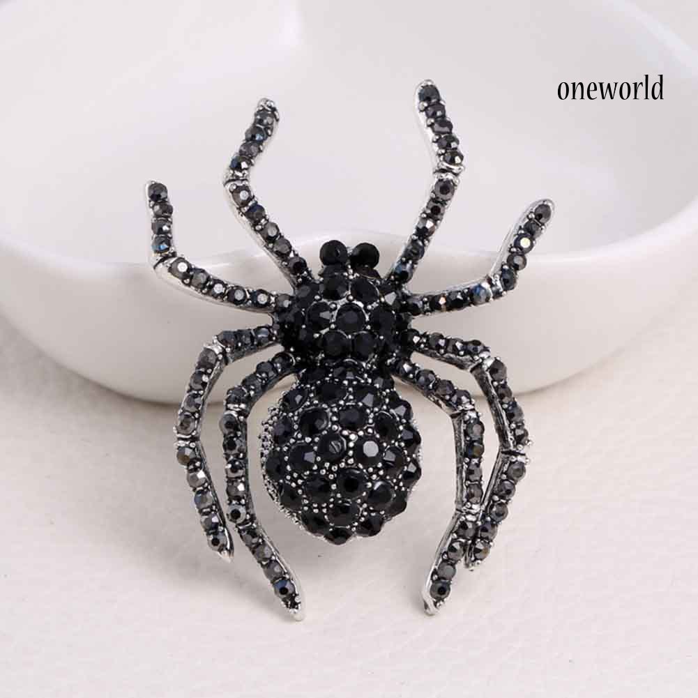 OW@ Vintage Women Rhinestone Inlaid Spider Brooch Pin Bag Badge Lapel Jewelry Gift