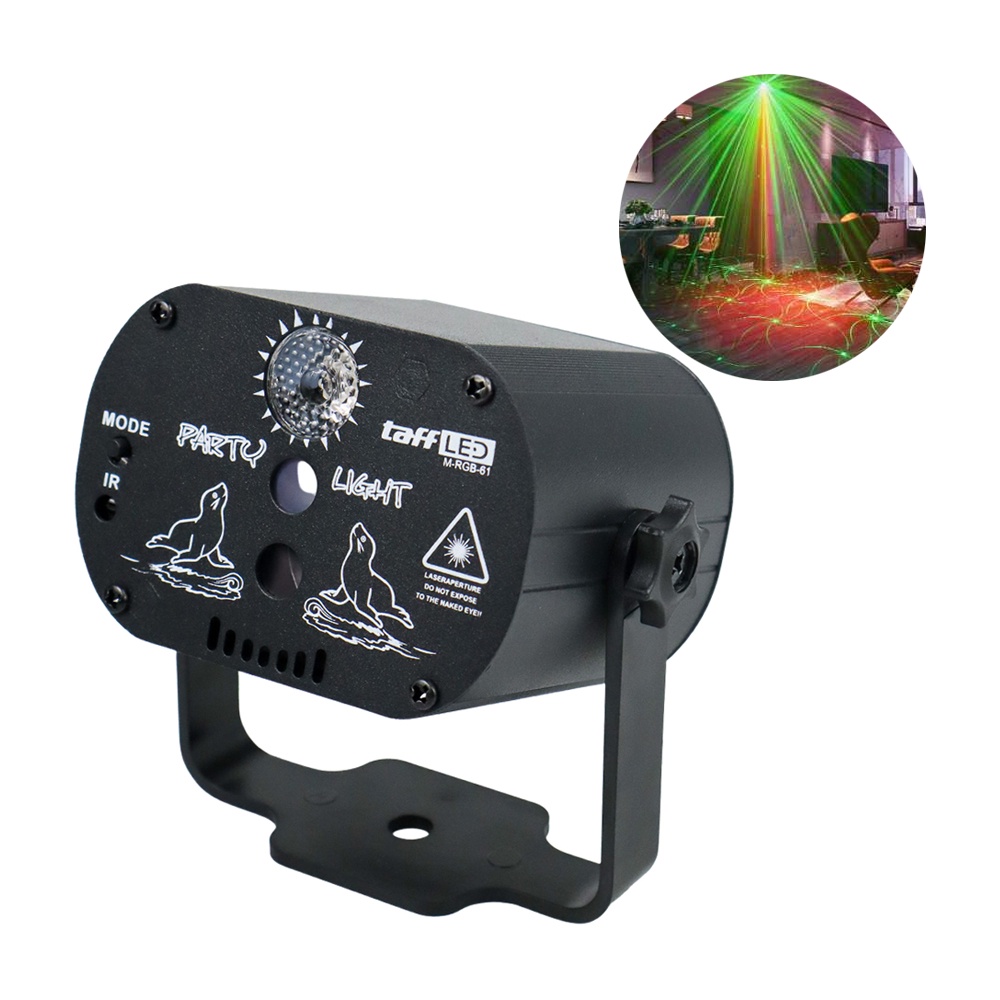 GS8i taffled proyektor laser led lampu disco dj party lights 60 patterns - m-rgb-61 - black Or-i