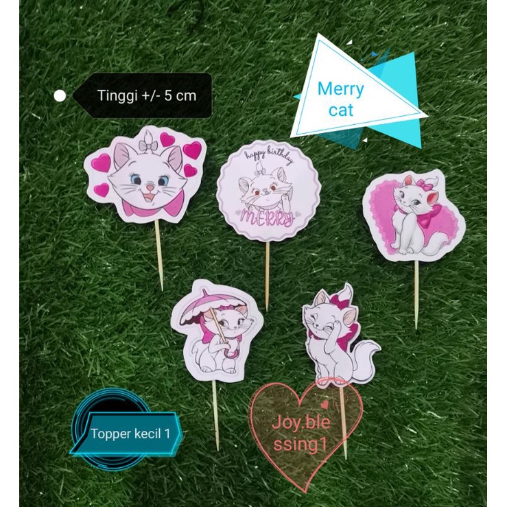 TOPPER CUPCAKE BIRTHDAY MERRY CAT/ TOPPER animal hewan KUCING