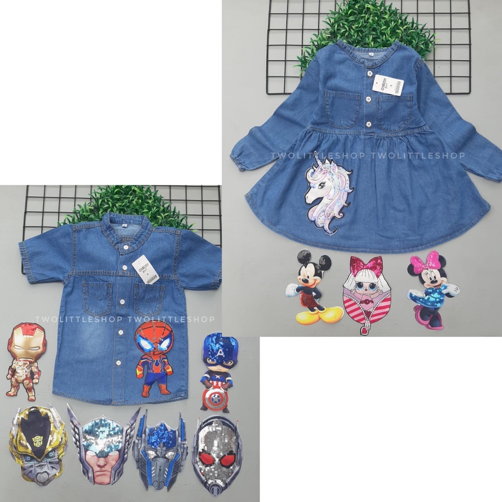 Kemeja dan dress denim anak