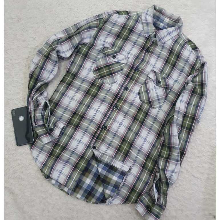 Kemeja kotak flannel plaid pria Zara Man Arrow original preloved