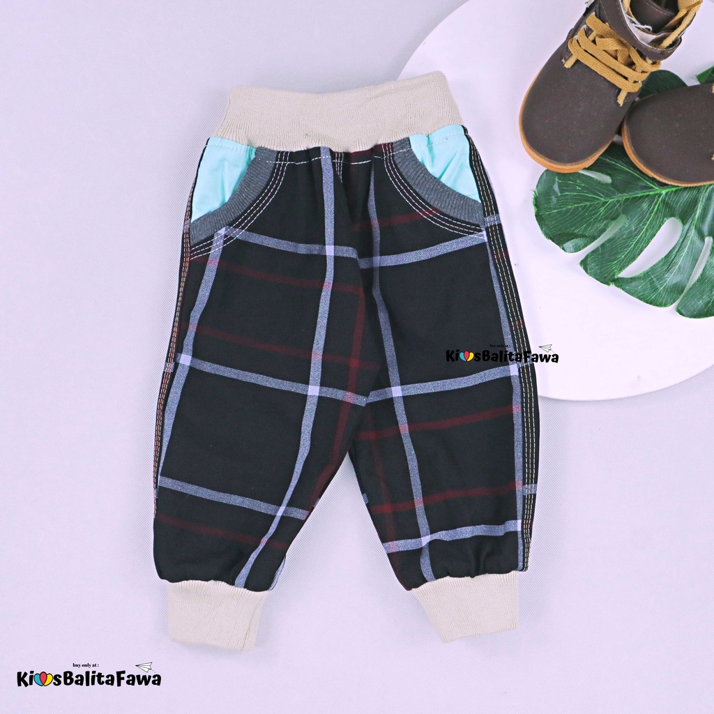 Jogger Bobo uk 1-2 Tahun / Joger Motif Kotak-Kotak Anak Laki Perempuan Polos Kantong Outfit Pants